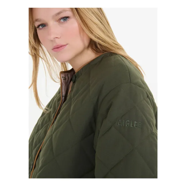 Water-repellent quilted jacket in recycled fibers | Khaki