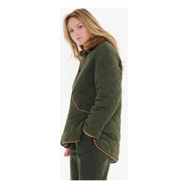 Water-repellent quilted jacket in recycled fibers | Khaki