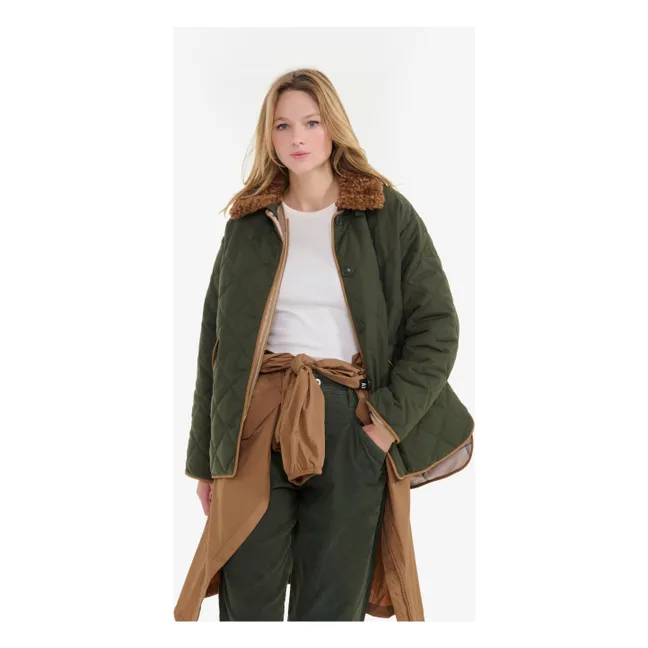 Water-repellent quilted jacket in recycled fibers | Khaki