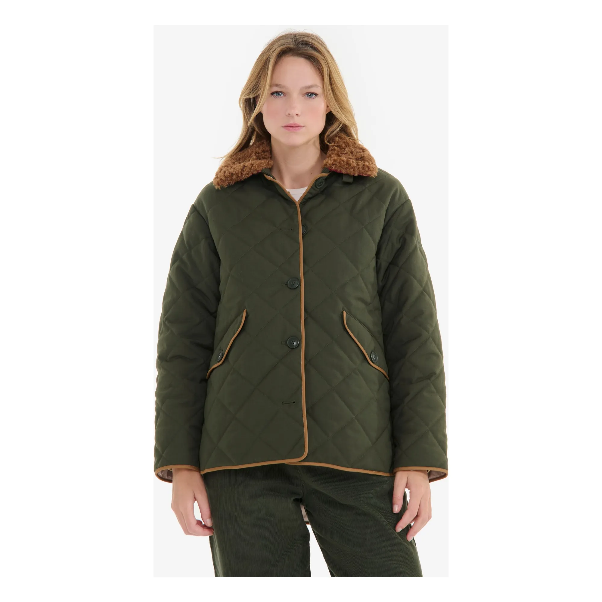 Aigle Khaki Water-Repellent Quilted Jacket In Recycled Fibers