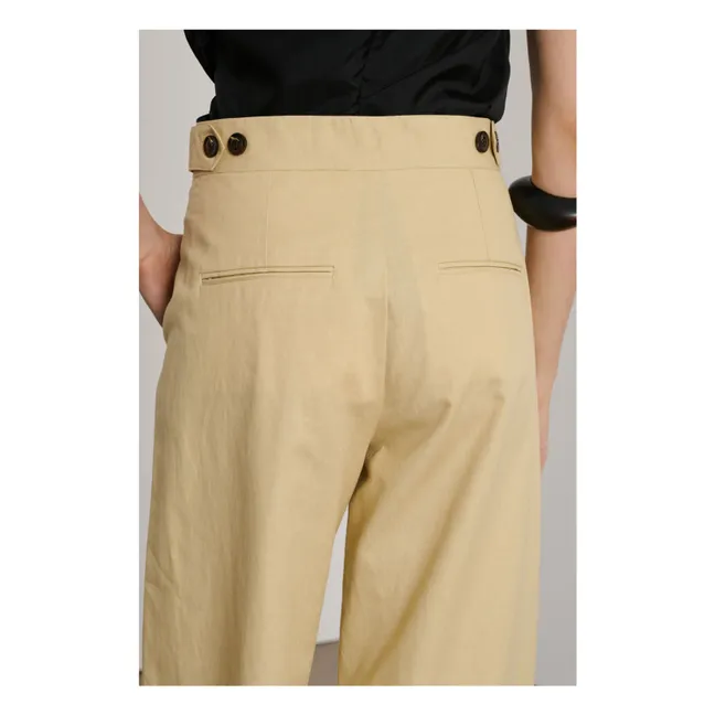 Pantalón Wally de algodón y lino | Crudo