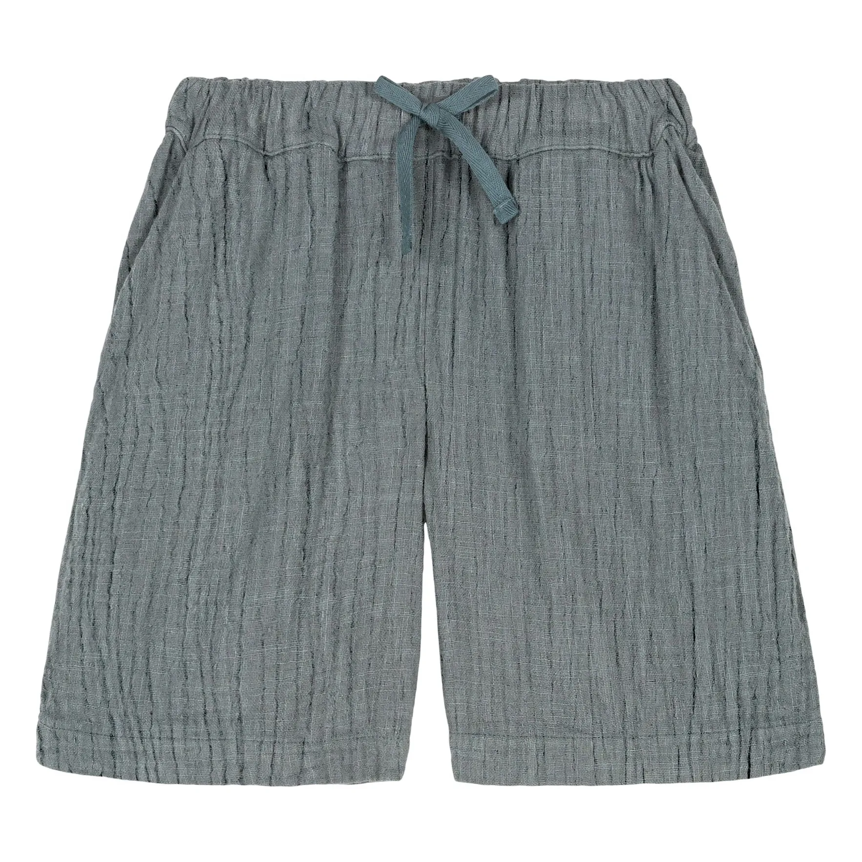 Studio Bohème Grey Blue Bermuda Shorts Basile Cotton Gauze
