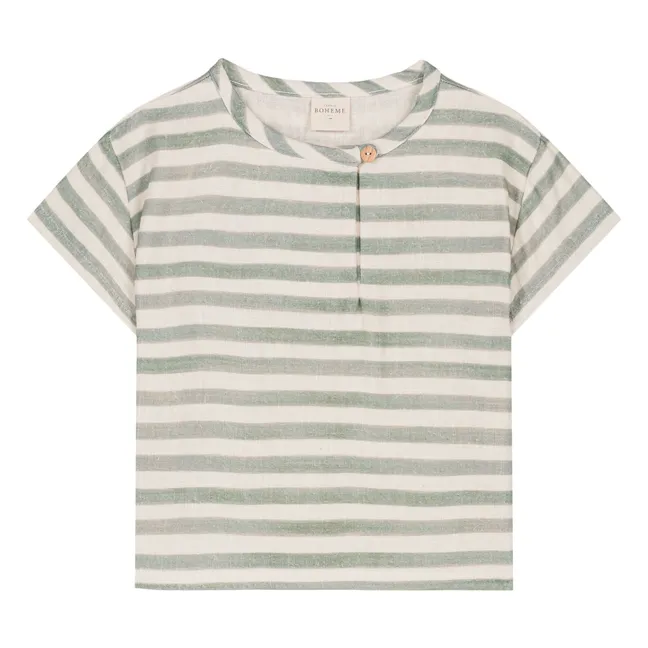 T-Shirt Orso Gestreift Gaze aus Baumwolle | Grün