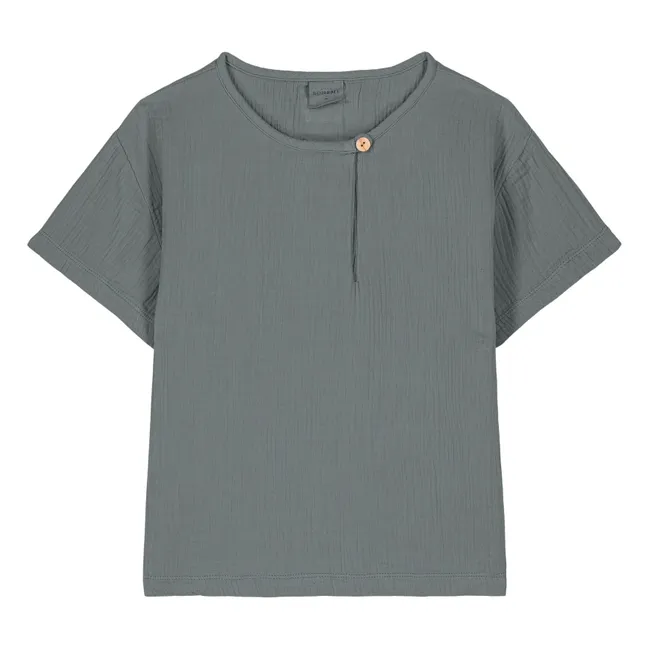 T-shirt Orso in garza di cotone | Blu