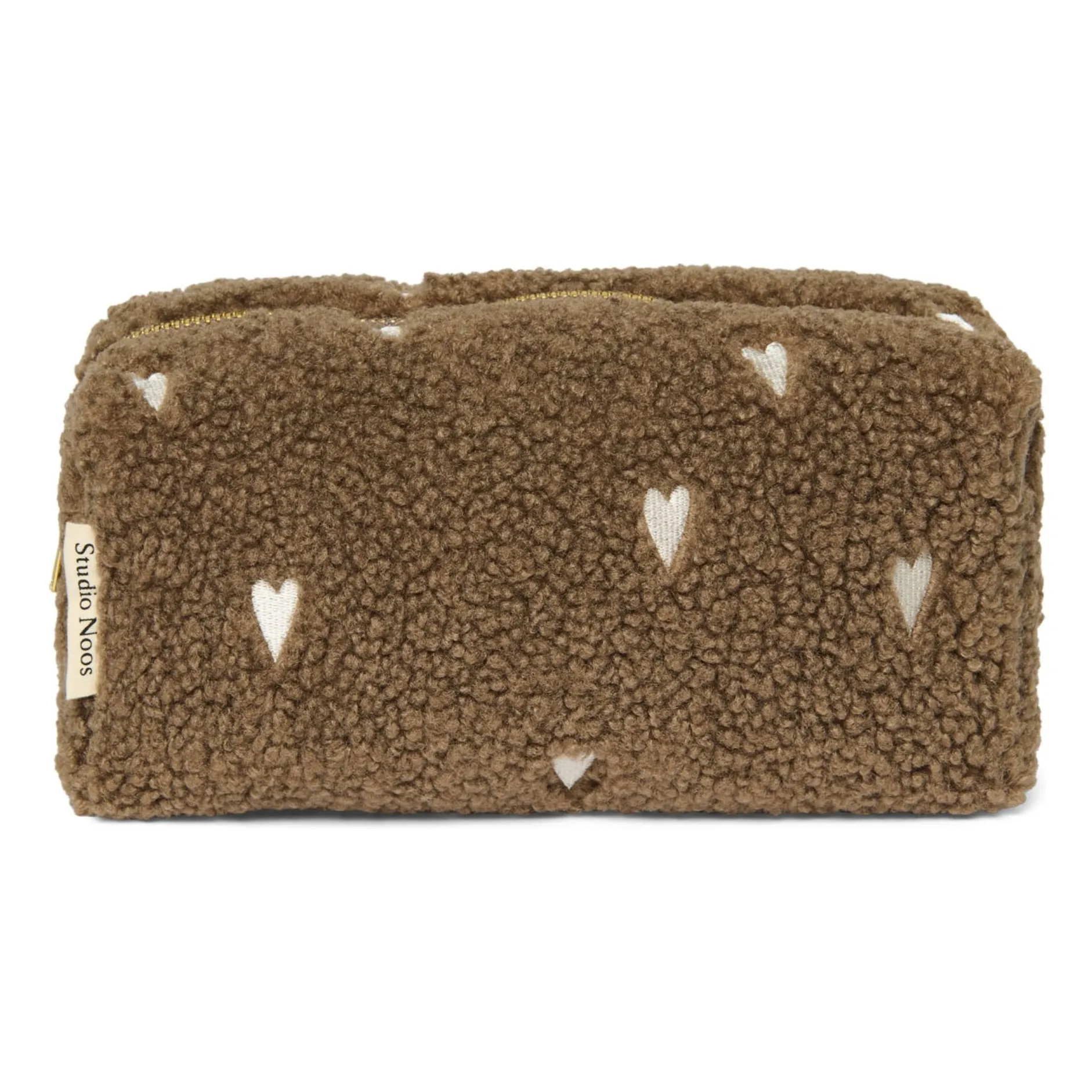 Studio Noos Brown Hearts Toiletry Bag