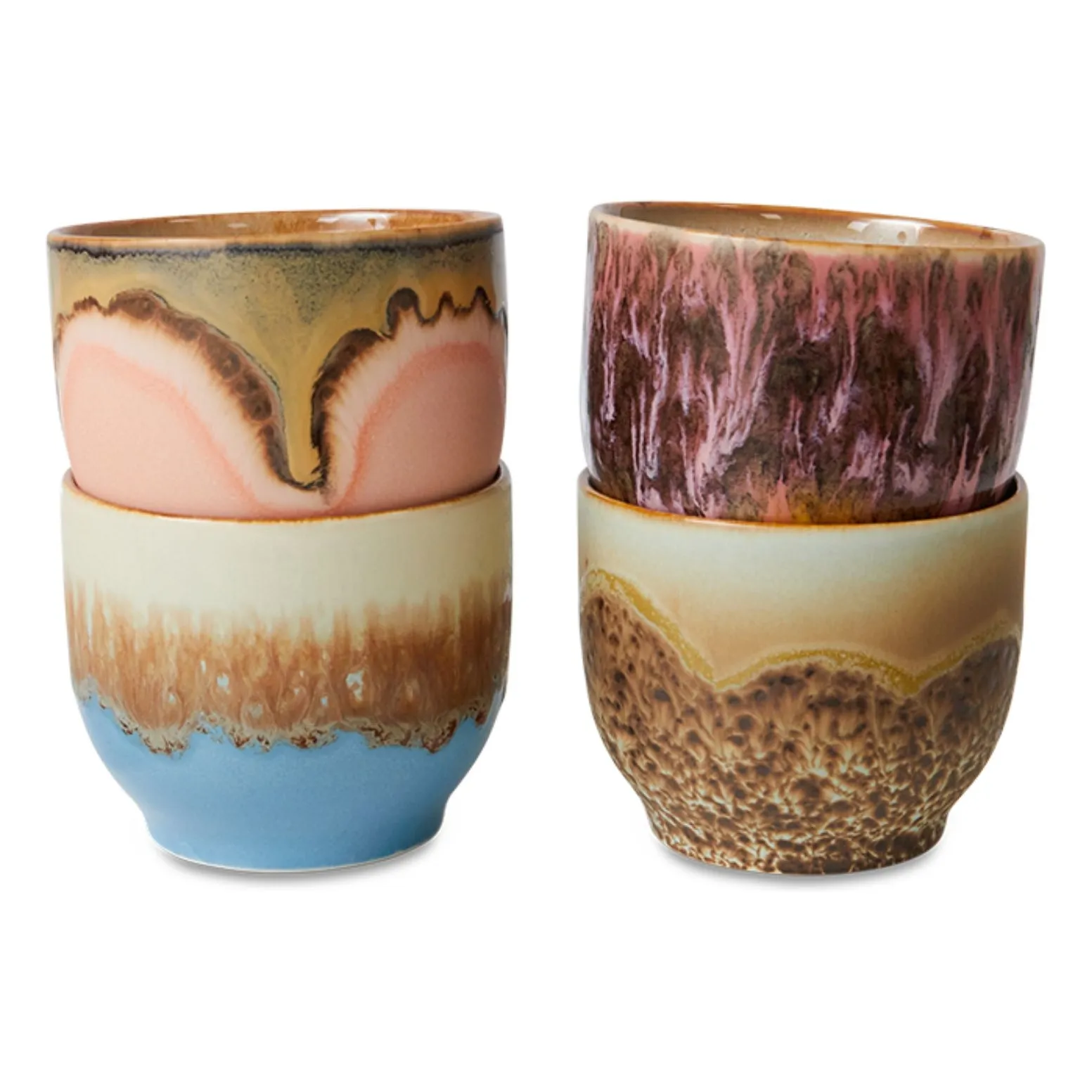 Tasses à café en grès - Set de 4 | Multicolore- Image produit n°1