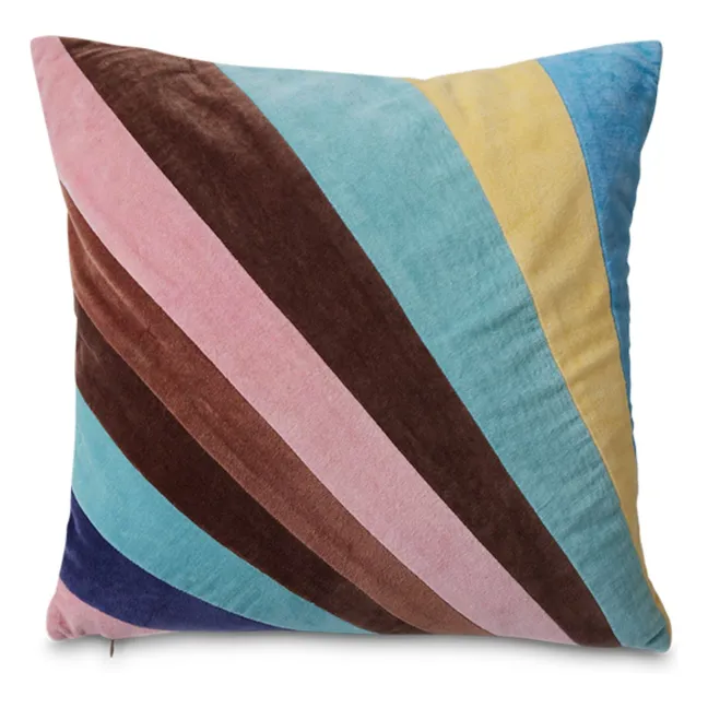Striped velvet cushion | Pink