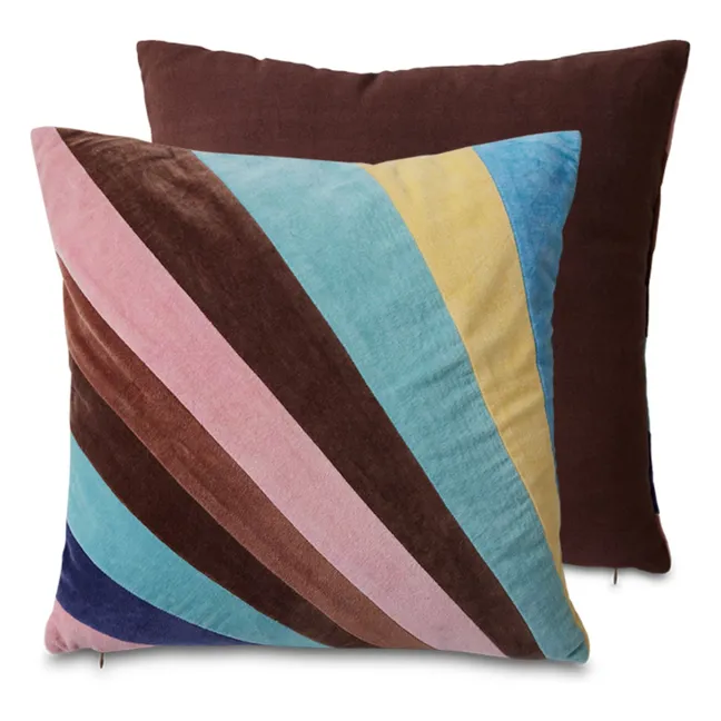Striped velvet cushion | Pink