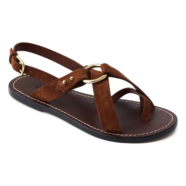 Florence Sandalen aus Spaltleder | Rostfarben