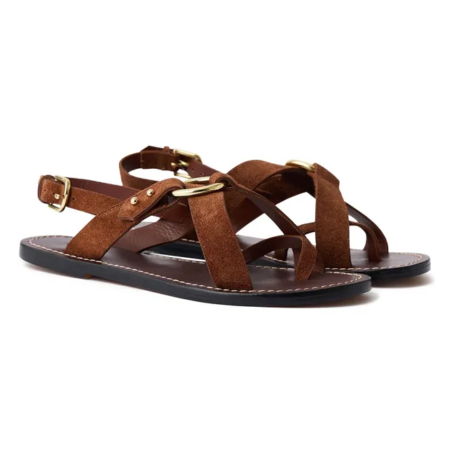 Florence Sandalen aus Spaltleder | Rostfarben