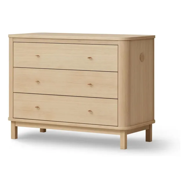 Cómoda de madera de 3 cajones, roble