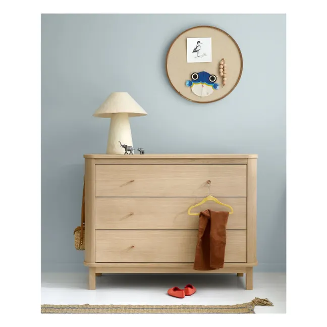 Cómoda de madera de 3 cajones, roble