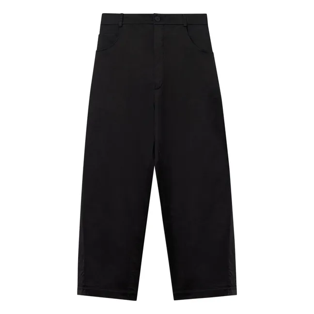 Satin Straight-leg Pants | Black