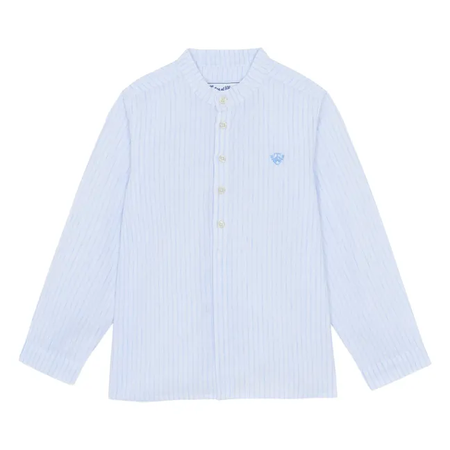 Camicia in lino a righe | Azzurro