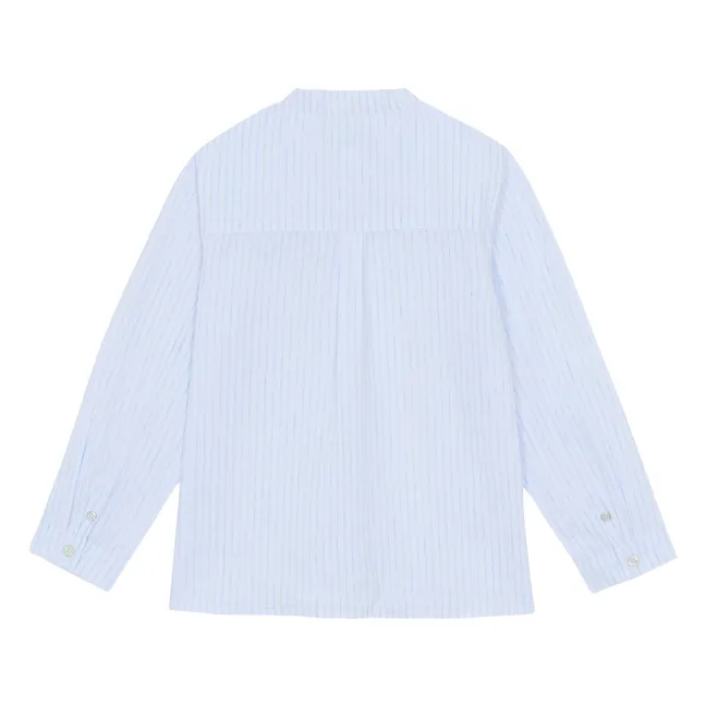 Camicia in lino a righe | Azzurro
