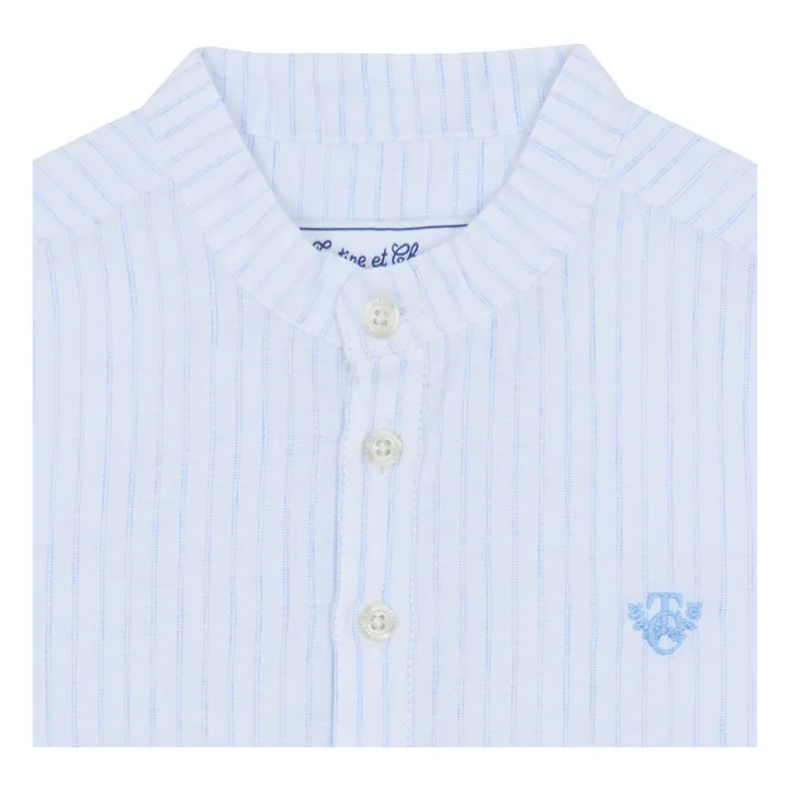 Chemise Rayures Lin | Bleu Clair- Image produit n°2