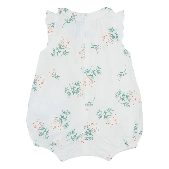 Smocked floral romper | White