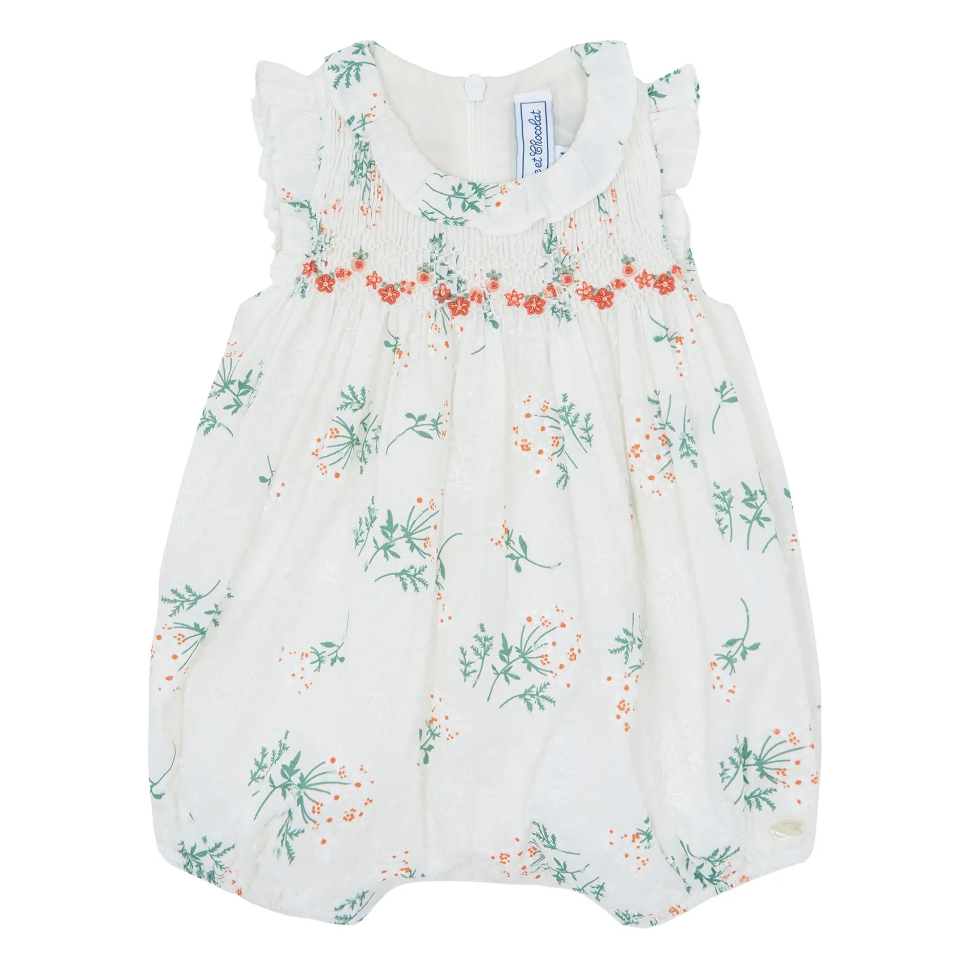 Tartine Et Chocolat Women's White Smocked Floral Romper