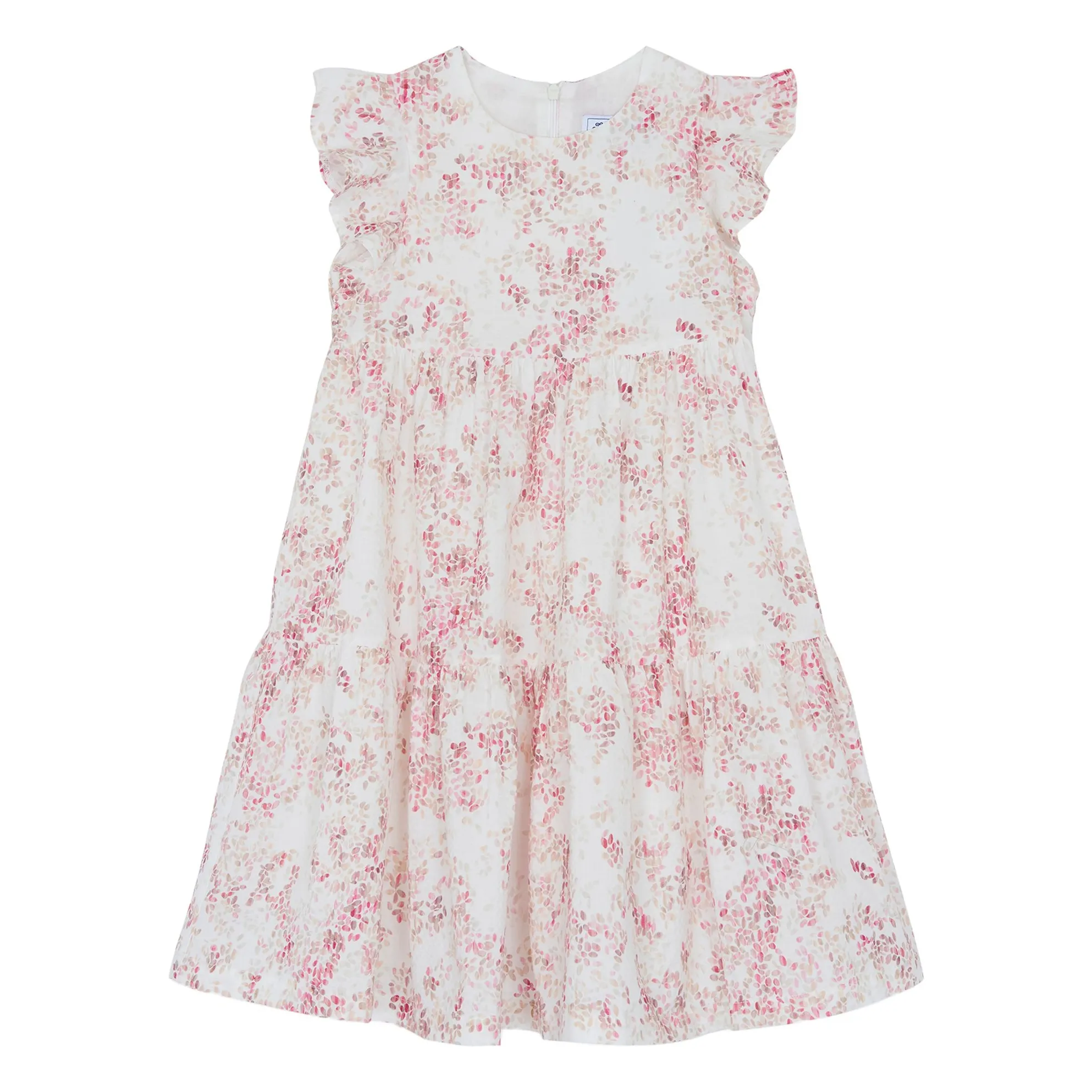 Tartine Et Chocolat Girls Ecru Flower Ruffle Dress