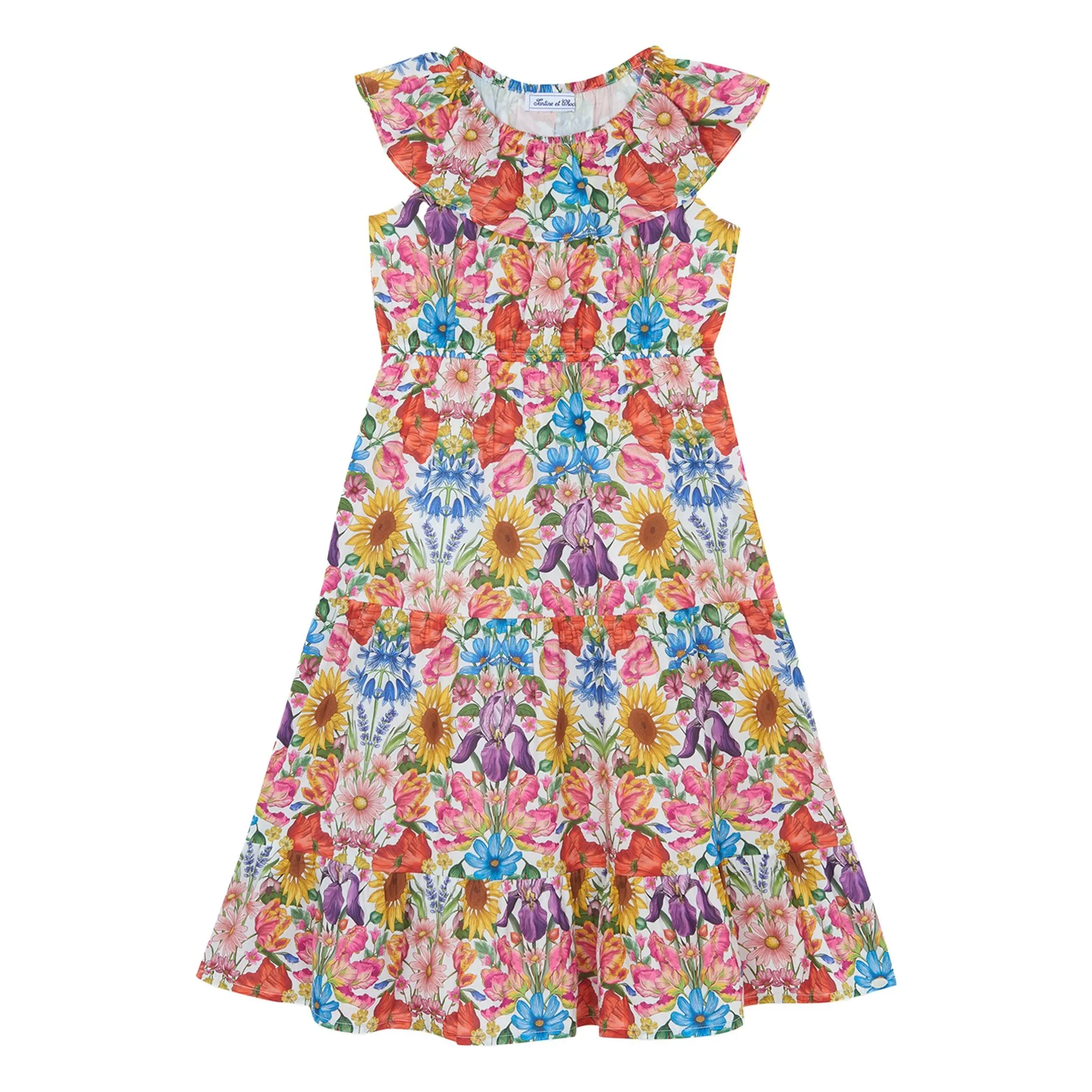 Tartine Et Chocolat Girls Coral Liberty Floral Dress