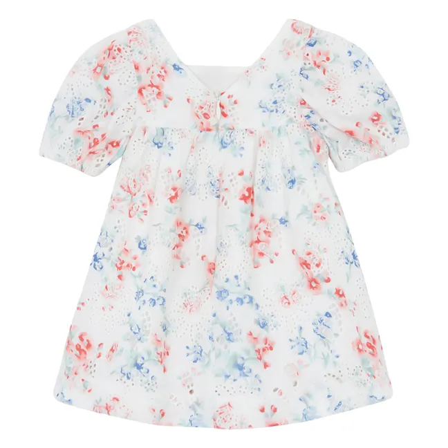 Blumiges Ajourkleid | Weiß