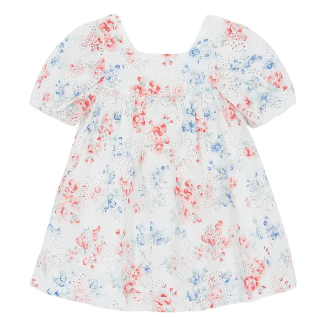 Blumiges Ajourkleid | Weiß