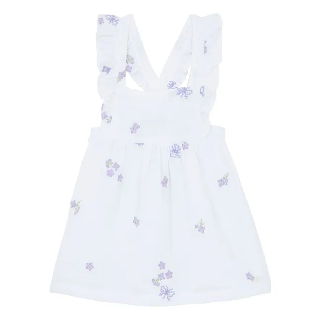 Kurzes besticktes Kleid | Weiß