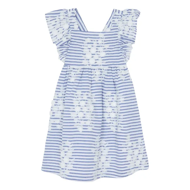 Robe Rayures Fleurie | Bleu