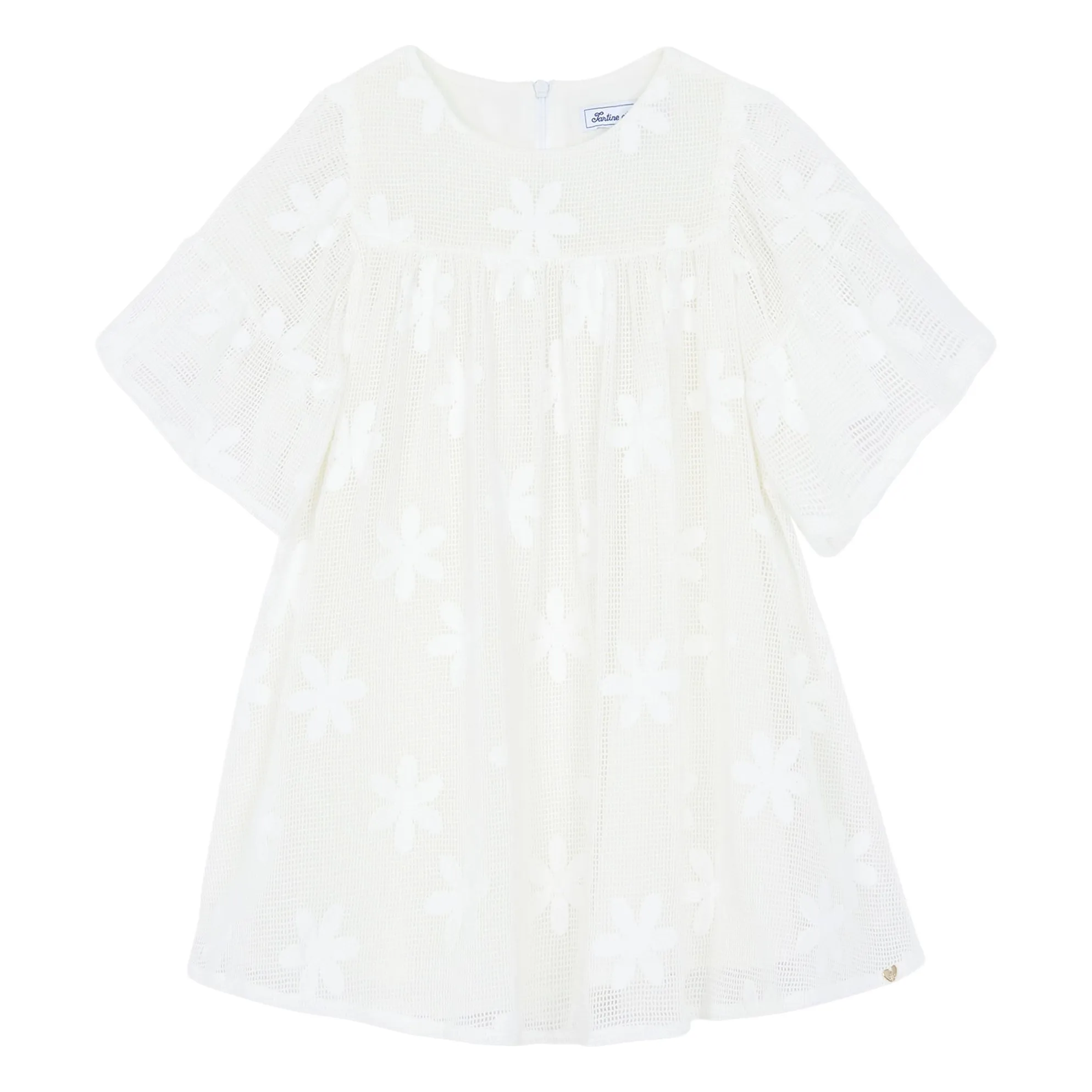 Tartine Et Chocolat Girls Ecru Camomile Pointelle Dress