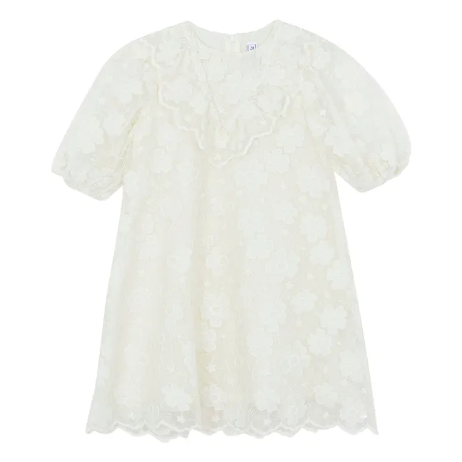 Robe Volants Fleurie | Blanc