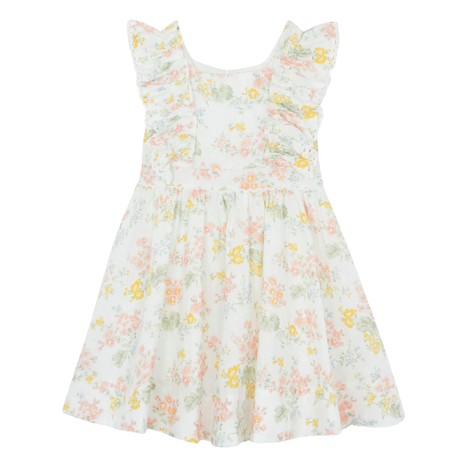 Tartine Et Chocolat Girls Ecru Ruffle Dress