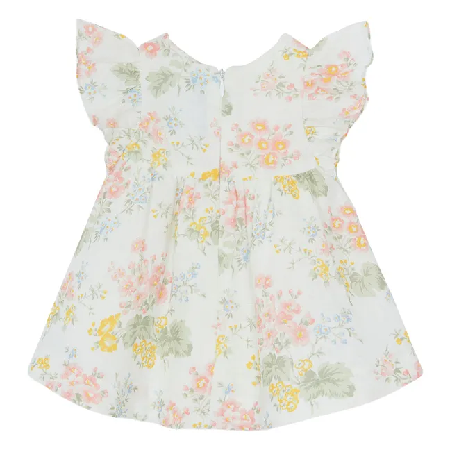 Robe Courte Fleurie | Blanc
