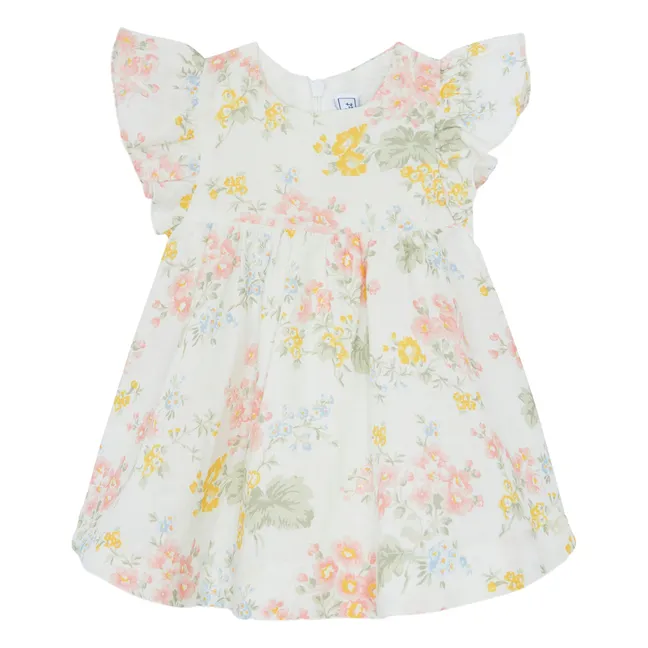 Kurzes Blumenkleid | Weiß