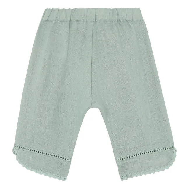 Linen Ruffle Pants | Sage