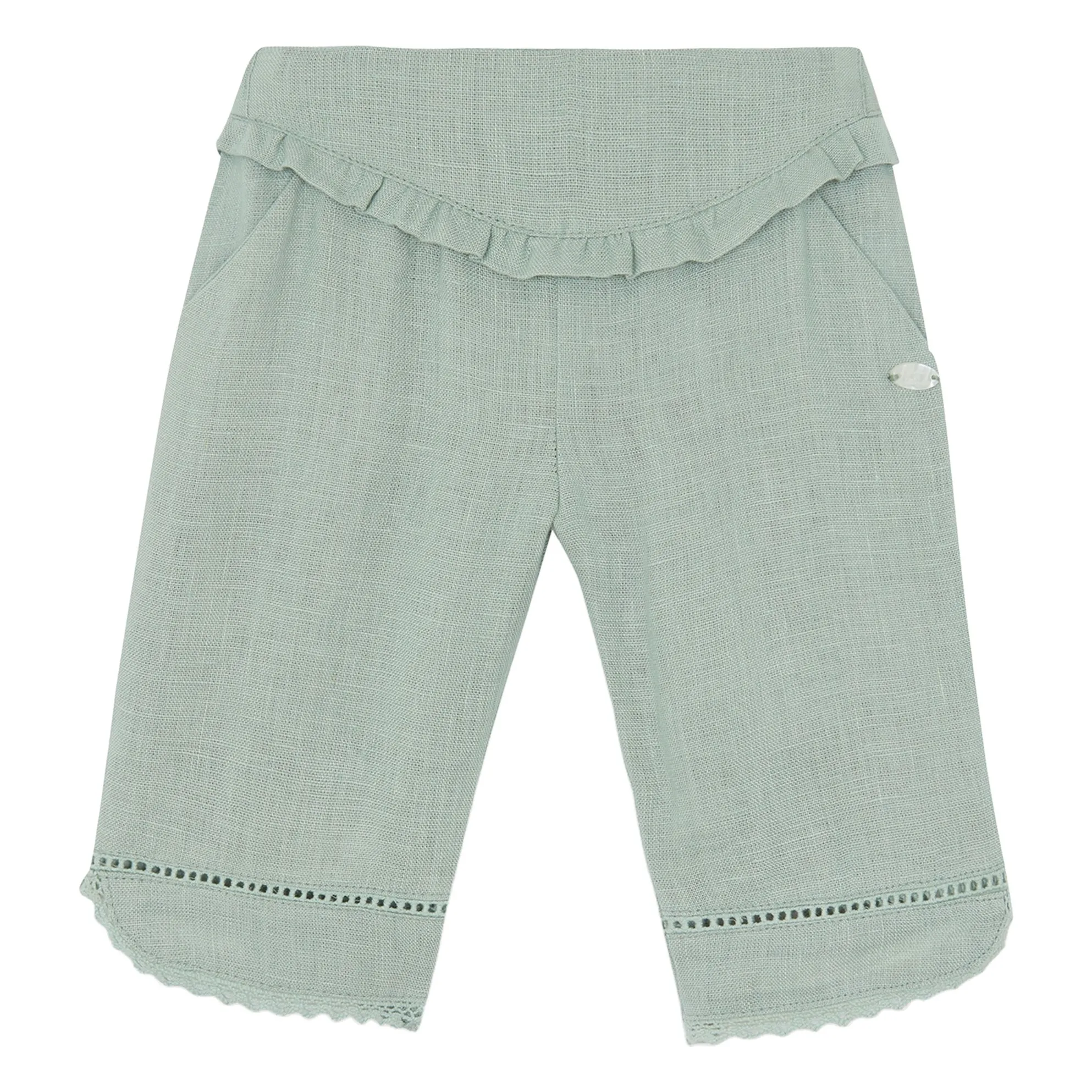 Tartine Et Chocolat Women's Sage Linen Ruffle Pants