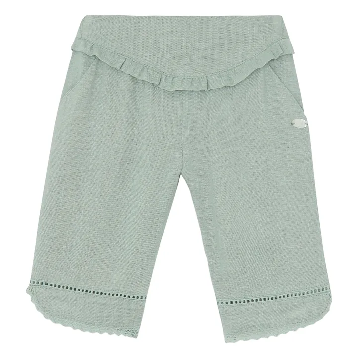 Pantalon Volants Lin | Sauge- Image produit n°0