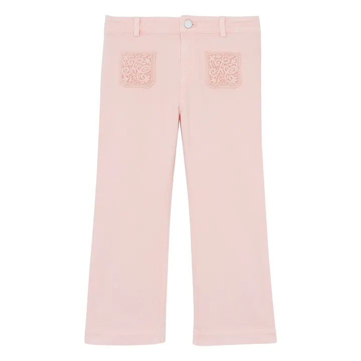 Jean Flare Brodé | Pivoine- Image produit n°0