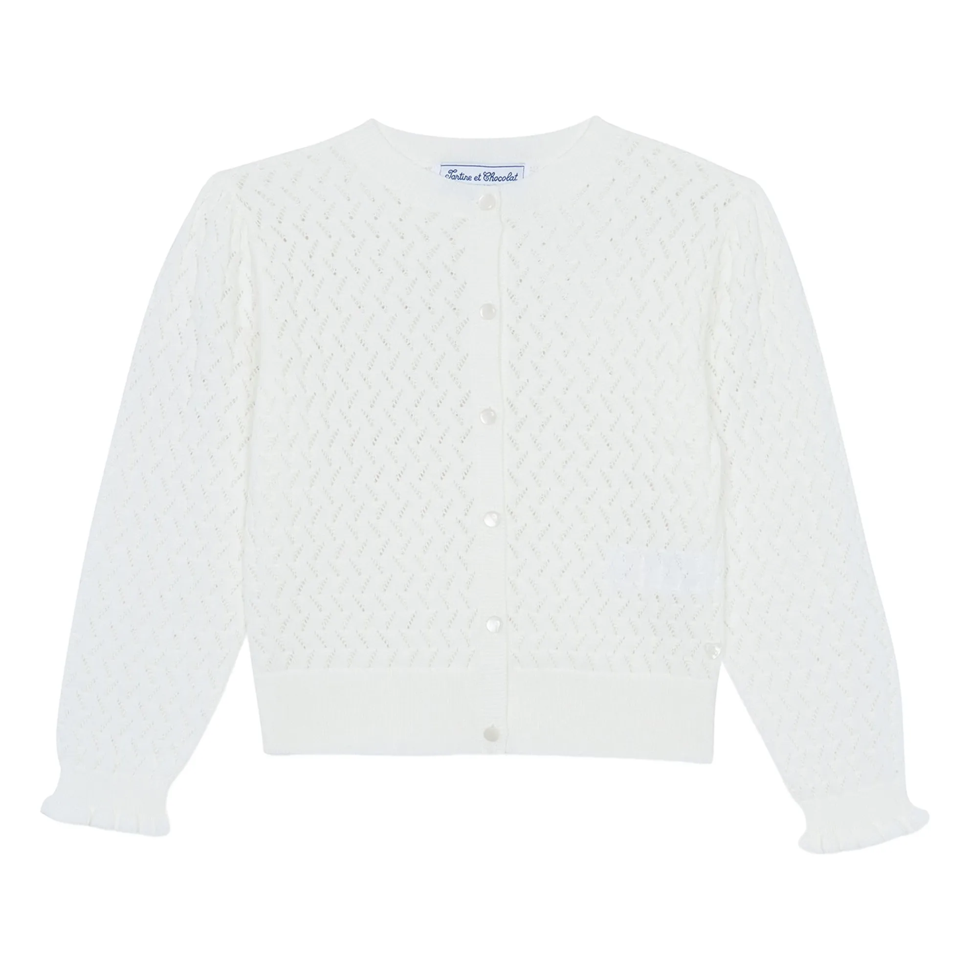 Tartine Et Chocolat Girls White Knitted Cardigan