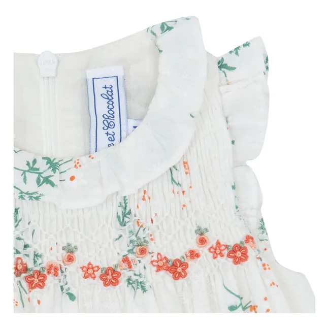 Smoky Strampelanzug Blume | Weiß