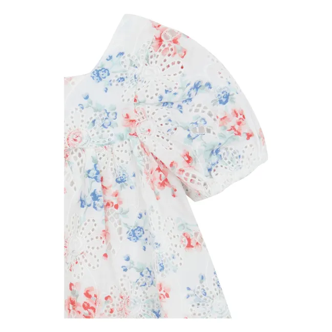 Blumiges Ajourkleid | Weiß