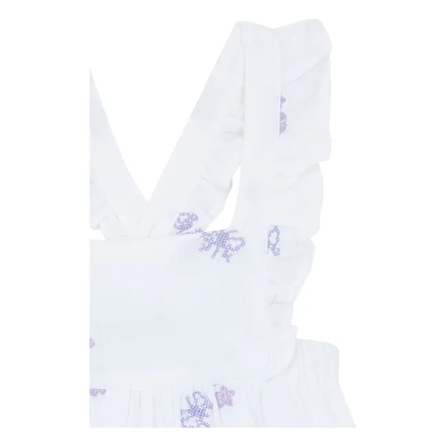 Vestido corto bordado | Blanco