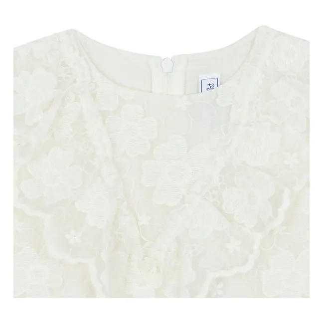 Robe Volants Fleurie | Blanc