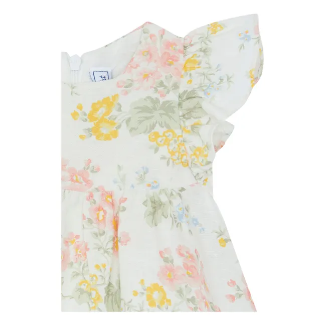 Kurzes Blumenkleid | Weiß