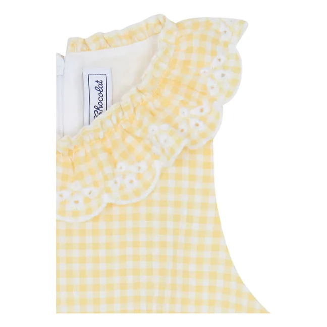 Gingham Ruffle Dress | Pale yellow