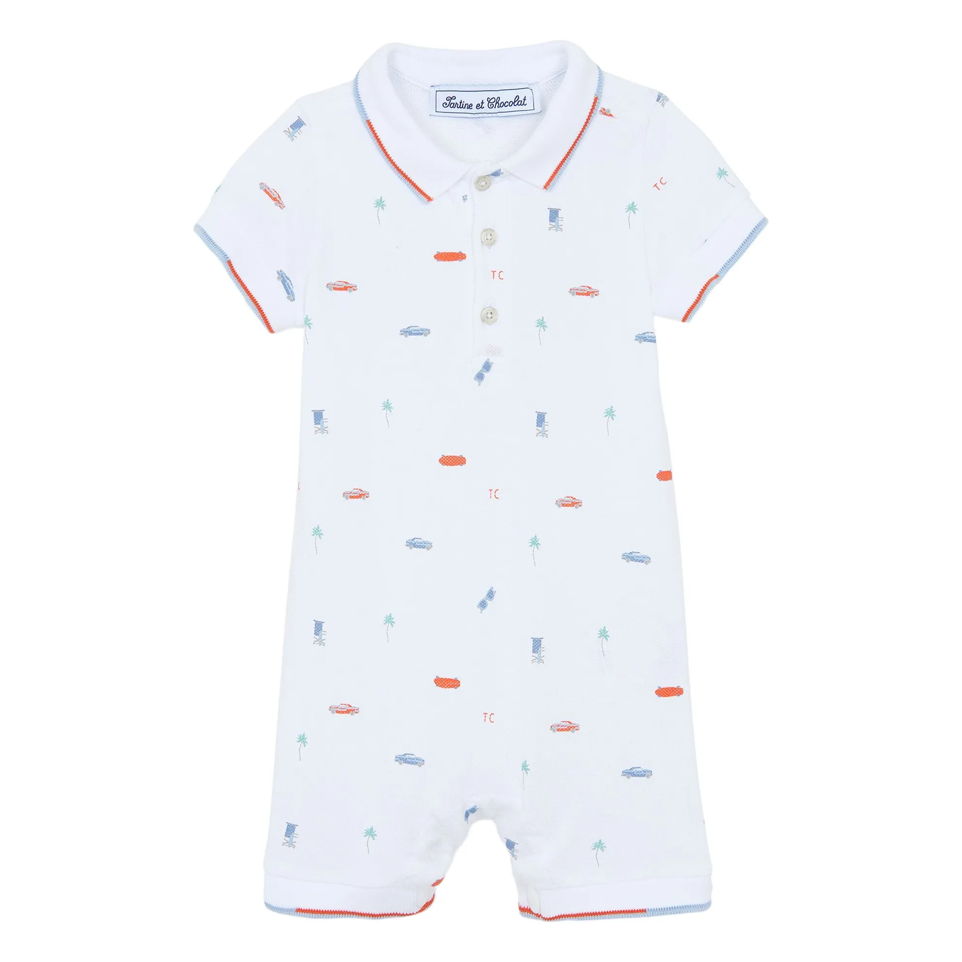Tartine Et Chocolat Men's White Combishort Motif Voiture