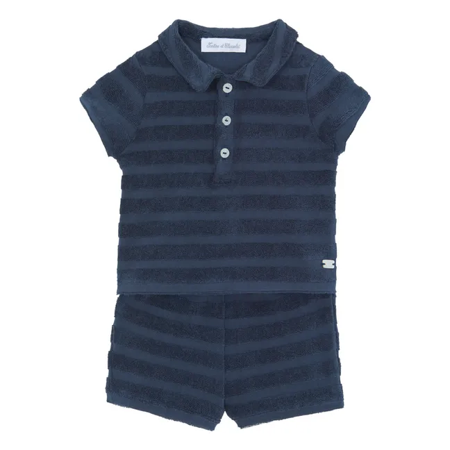 Set polo e pantaloncini in spugna | Blu marino
