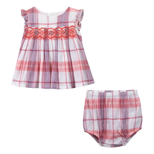 Ensembe Bluse und Bloomer Vichy | Rosa