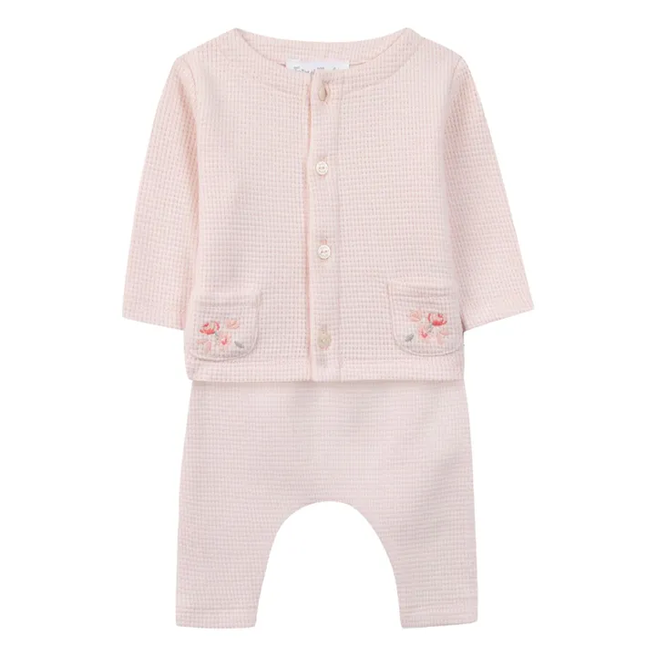 Ensemble Gilet et Legging Brodé | Rose pâle- Image produit n°0