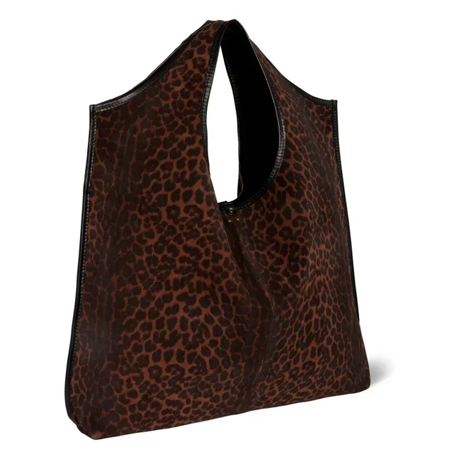 Cabas Paco Croûte Velours Leopard | Braun