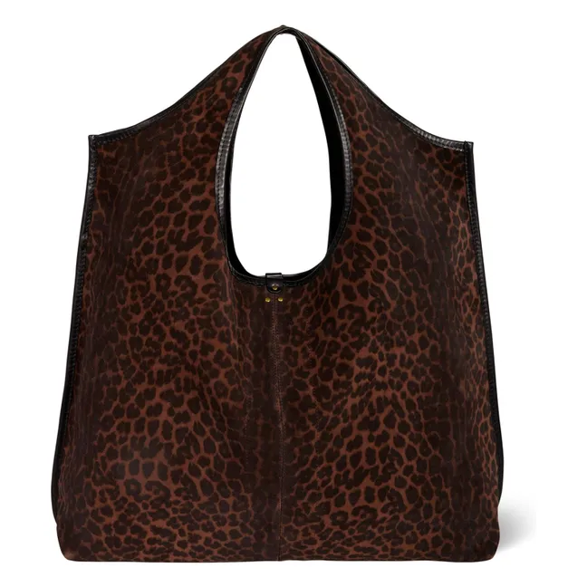 Cabas Paco Croûte Velours Leopard | Braun